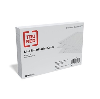 Tru Red 4 X 6 Index Cards, Lined, White, 100/Pack (Tr51001)