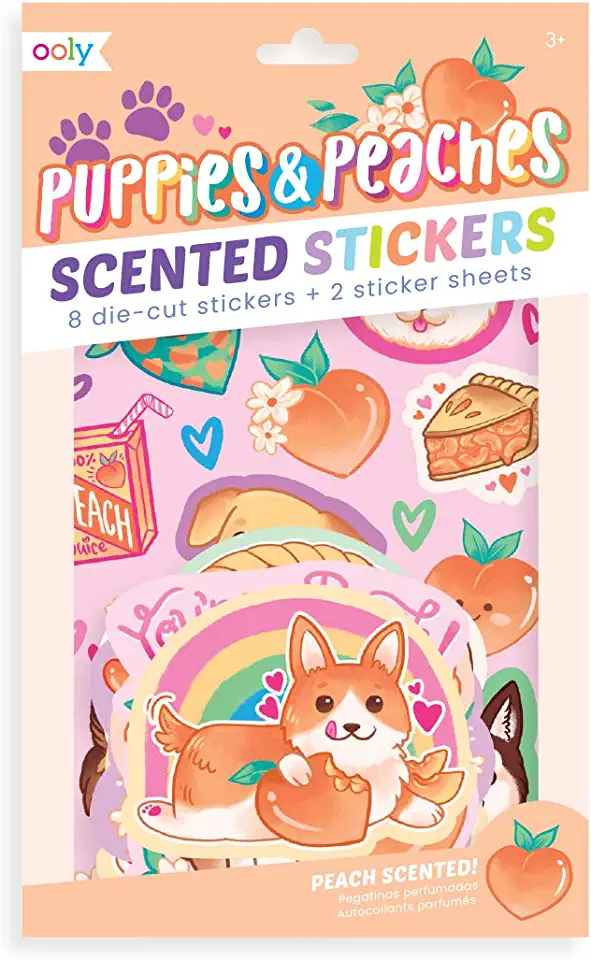 Scented Scratch Stickers: Puppies & Peaches (2 Sticker Sheets + 8 Jumbo Stickers)