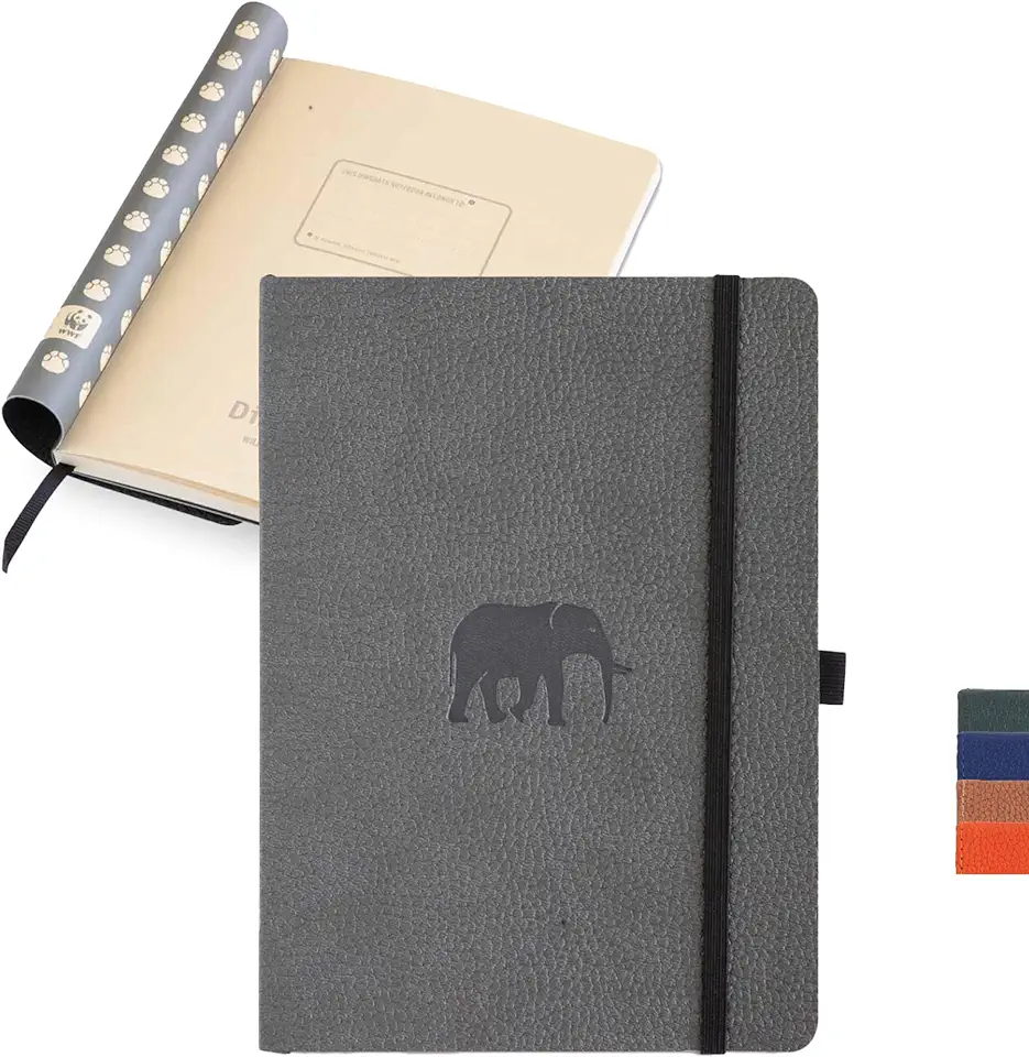 Dingbats* Wildlife Soft Cover A5+ Grey Elephant Notebook - Dotted
