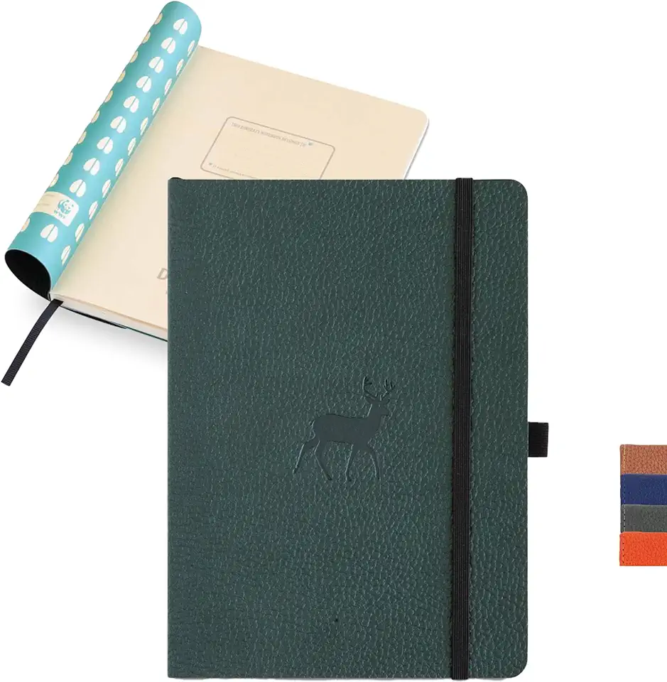 Dingbats* Wildlife Soft Cover A5+ Green Deer Notebook - Dotted