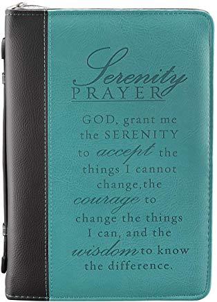 Serenity Prayer Two-Tone Bible Cover in Aqua (Large)