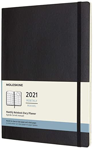 Moleskine 2021 Monthly Planner, 12m, Extra Large, Black, Soft Cover (7.5 X 9.75)