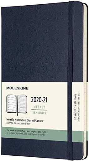 Moleskine 2020-21 Weekly Planner, 18m, Large, Sapphire Blue, Hard Cover (5 X 8.25)