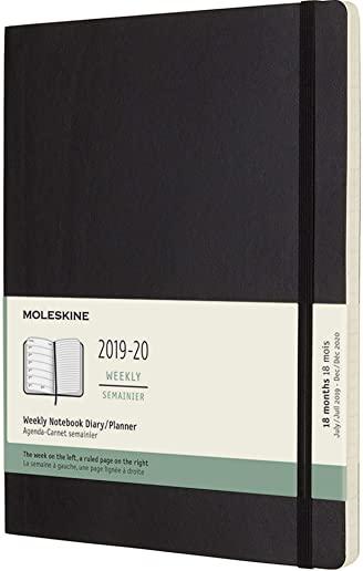 Moleskine 2019-20 Weekly Planner, 18m, Extra Large, Black, Soft Cover (7.5 X 9.75)