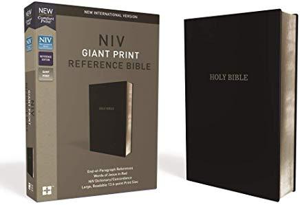 NIV, Reference Bible, Giant Print, Leather-Look, Black, Red Letter Edition, Indexed, Comfort Print