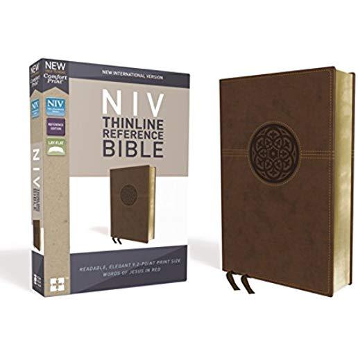 NIV, Thinline Reference Bible, Imitation Leather, Brown, Red Letter Edition, Comfort Print