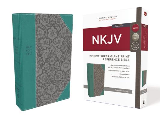 NKJV, Deluxe Reference Bible, Super Giant Print, Imitation Leather, Blue, Red Letter Edition, Comfort Print