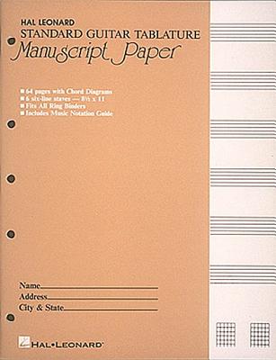 Standard Guitar Tablature Manuscript Paper