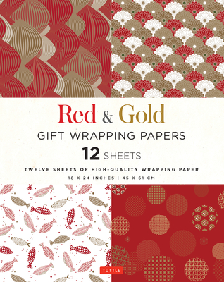 Red & Gold Gift Wrapping Papers 12 Sheets: High-Quality 18 X 24 Inch (45 X 61 CM) Wrapping Paper