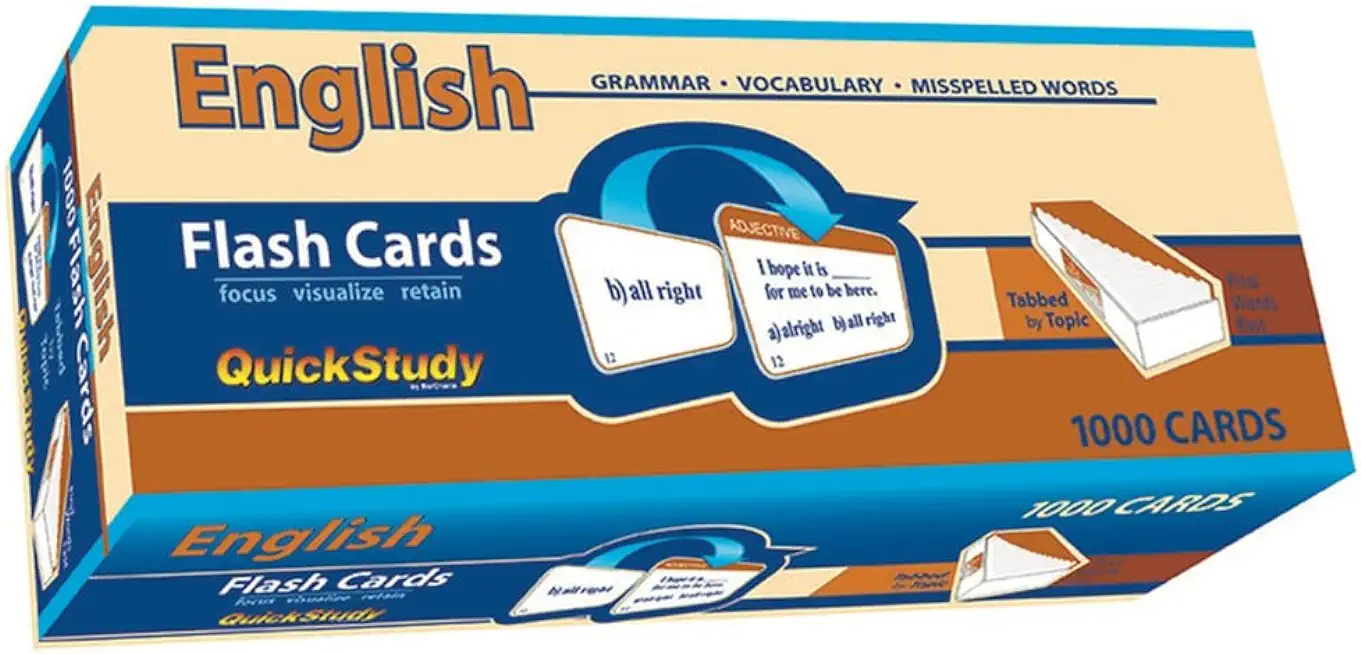 English Flash Cards (1000 Cards): A Quickstudy Reference Tool