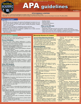 APA Guidelines - 7th Edition: A Quickstudy Laminated Reference Guide