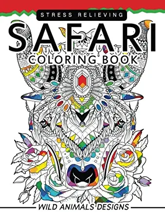 Safari Coloring books: Wild Animals Flowers Mandala and Doodle Pattern