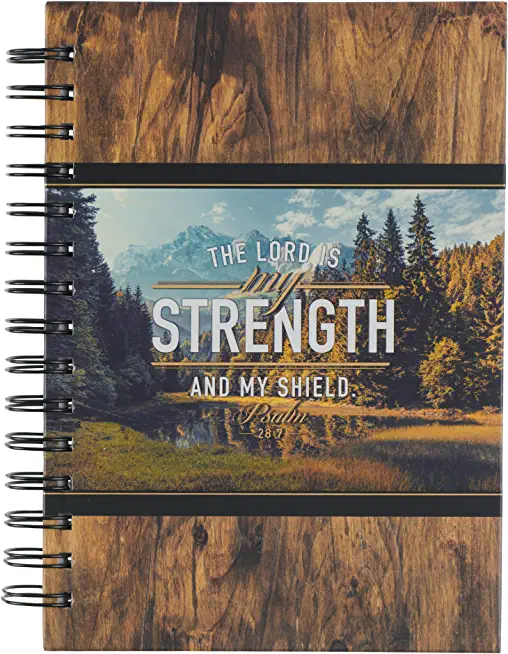 Hardcover Journal Lord Is My Strength Psalm 28:7 Bible Verse Scenic Woods Inspirational Wire Bound Notebook W/192 Lined Pages, Large