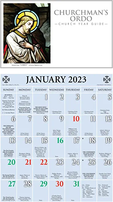 2023 Churchman's Ordo Kalendar: January 2023 Through December 2023