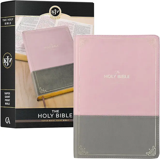 KJV Holy Bible, Super Giant Print Faux Leather Red Letter Edition - Ribbon Marker, King James Version, Pink/Gray