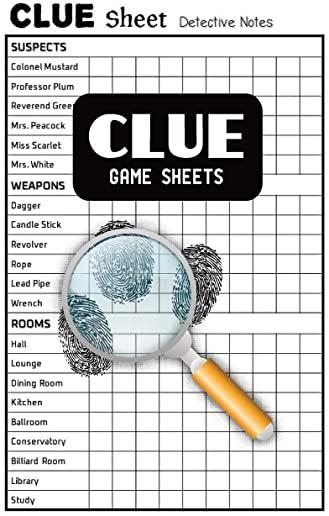 Clue Game Sheets: 100 Clue Sheet Detective Notes