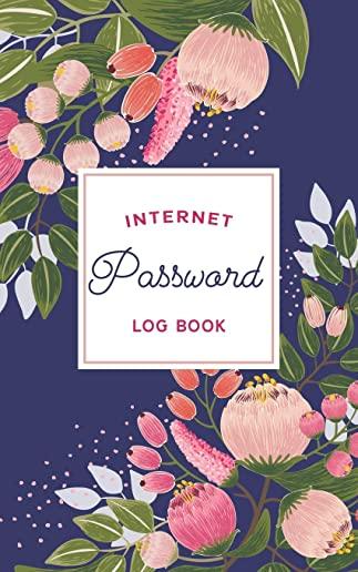 Password Log Book: Pretty Navy & Blush Pink Floral Internet Account Organizer