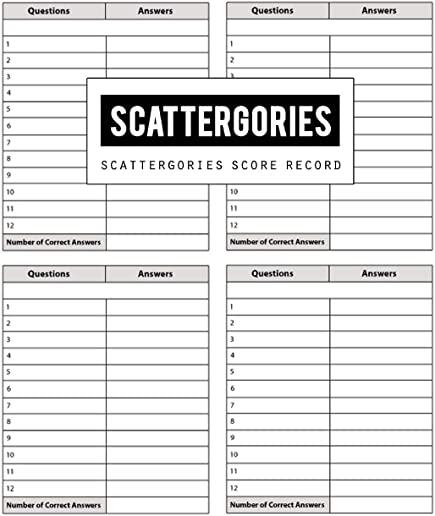 Scattergories Score Record: Scattergories Score Game Record Book, Scattergories Score Keeper, Keep track of who ahead in your favorite creative th