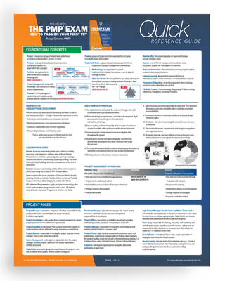 Pmp Exam: Quick Reference Guide, Sixth Edition Plus Agile