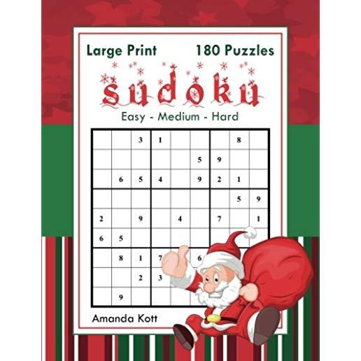 Large Print Sudoku - Christmas Edition - 180 Easy to Hard Puzzles: Large Print Sudoku Book for Adults - Book 1