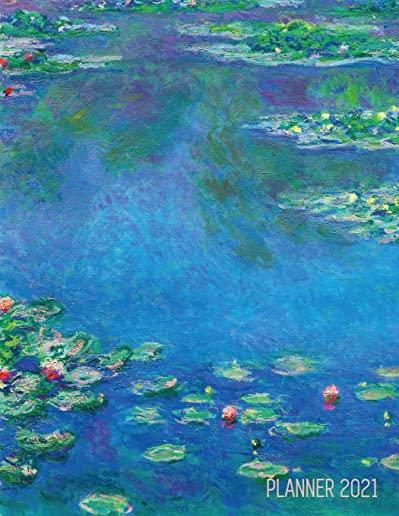 Claude Monet Daily Planner 2021: Water Lilies Painting - Stylish Floral Year Agenda Scheduler (12 Months) - Artistic French Impressionism Art Flower O