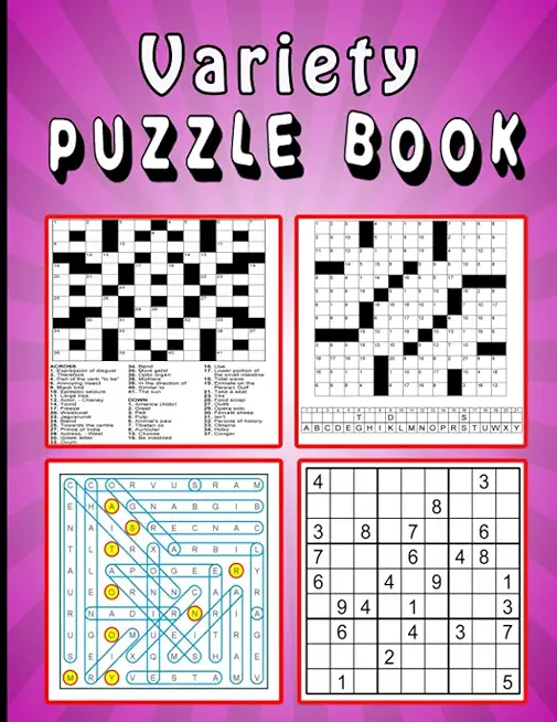 Variety Puzzle book: Large print Puzzle book! Soduko, word search, CodeWord and CrossWord 111 pages